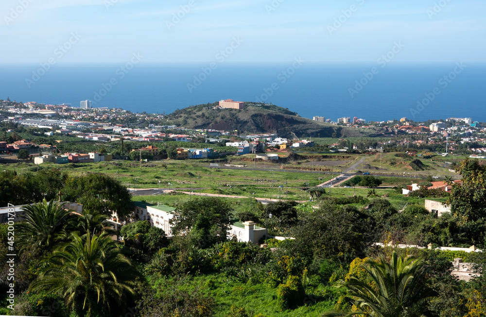 View on Puerto de la Cruz from La Orotava town, Tenerife, Canary island, Spain