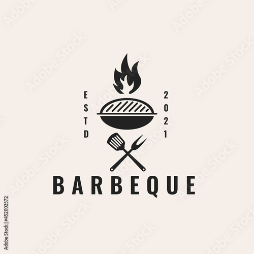 barbeque charcoal grill hipster vintage logo vector icon illustration