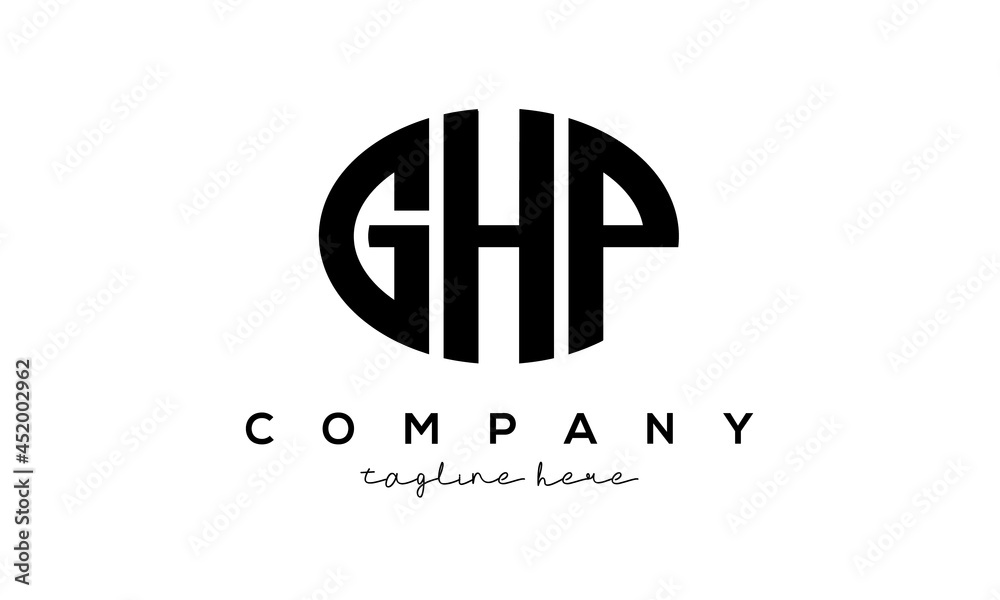GHP three Letters creative circle logo design GHP three Letters creative circle logo design