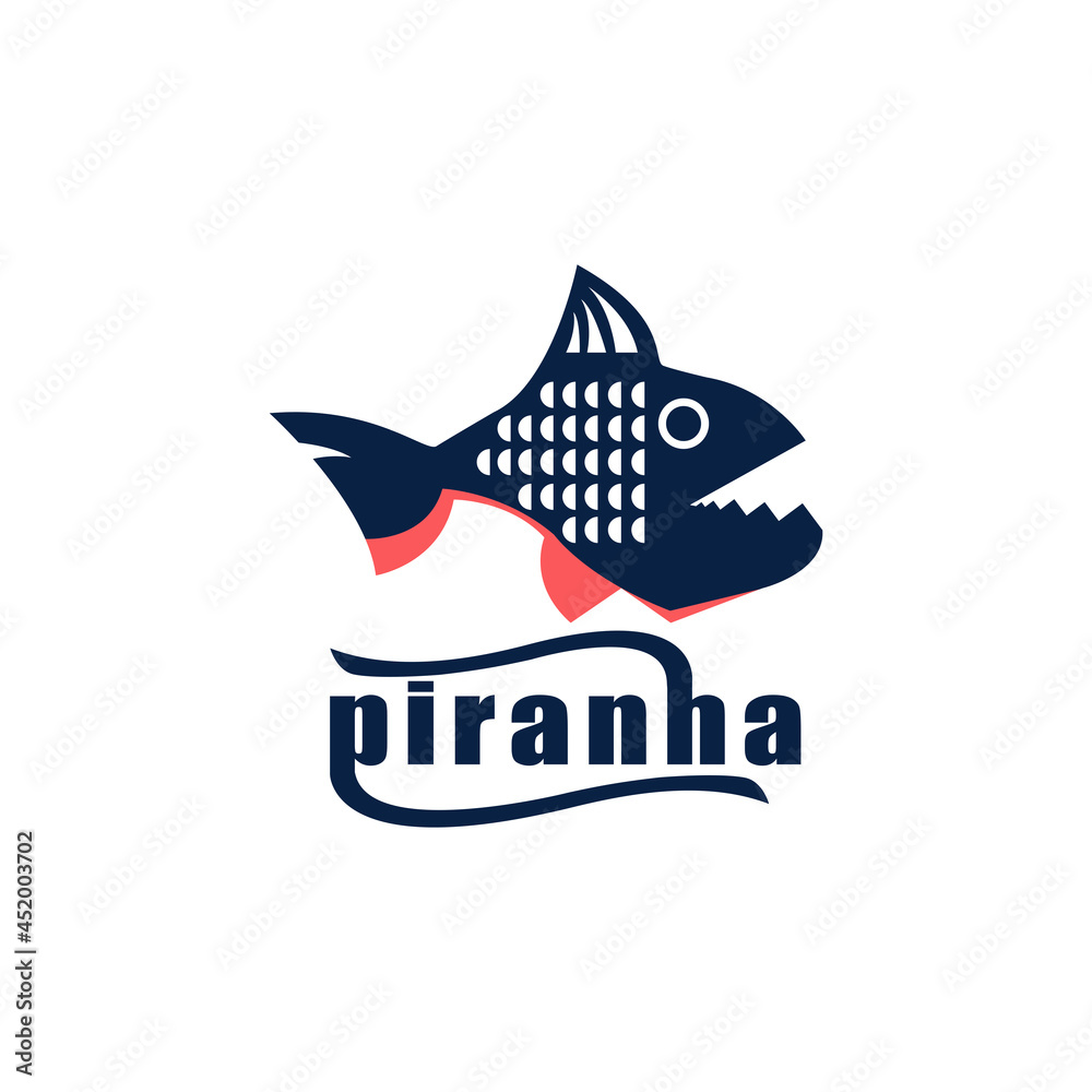 Piranha Logo Design Animal Symbols Fish Stock Vector | Adobe Stock