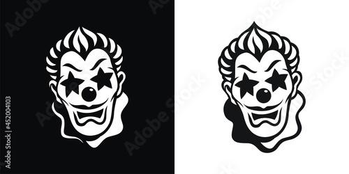 Black and white silhouette of a clown face