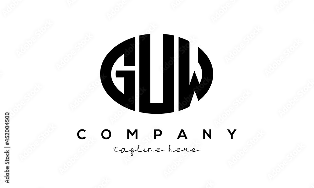 GUW three Letters creative circle logo design GUW three Letters creative circle logo design