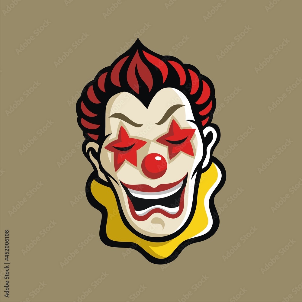 The clown head mascot laughed. The clown head mascot laughed.