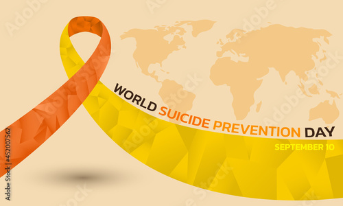 World Suicide Prevention Day concept with awareness ribbon. Design for poster, greeting card, banner, and background.