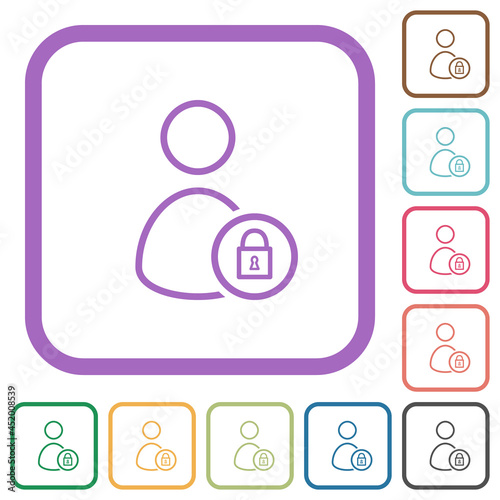 Lock user outline simple icons