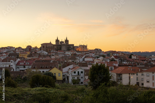 Fantastic photo of the Cathedral of Viseu during sunset , city of Viseu , Portugal