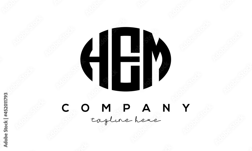 HEM three Letters creative circle logo design HEM three Letters creative circle logo design