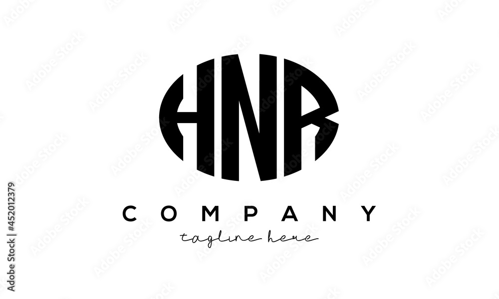 HNR three Letters creative circle logo design HNR three Letters creative circle logo design