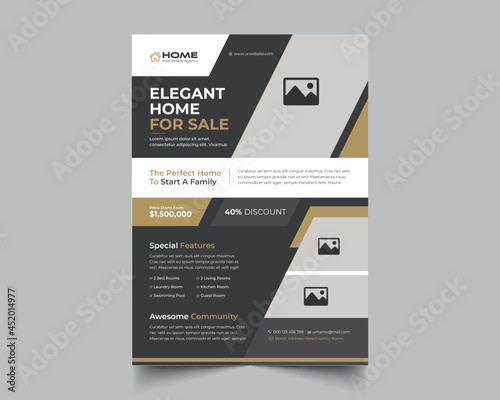 Professional Real Estate Business  Flyer Template Layout .Editable And Easy Customize