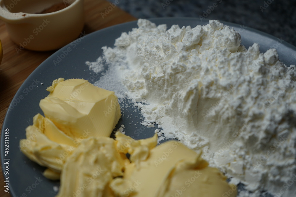 Speisestärke Margarine Zutaten für veganen glutenfreien Apfelkuchen mit Streuseln Speisestärke Margarine Zutaten für veganen glutenfreien Apfelkuchen mit Streuseln