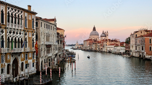 Evening view of the famous Grand Canal in Venice, Italy