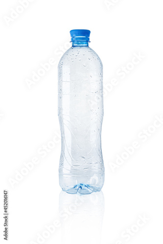 an empty plastic bottle with a lid isolated on a white background