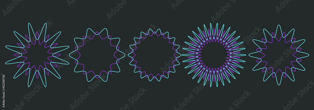 Wavy frames set. Geometric icons collection. Fluid colorful ornament. Isolated vector. Wavy frames set. Geometric icons collection. Fluid colorful ornament. Isolated vector.