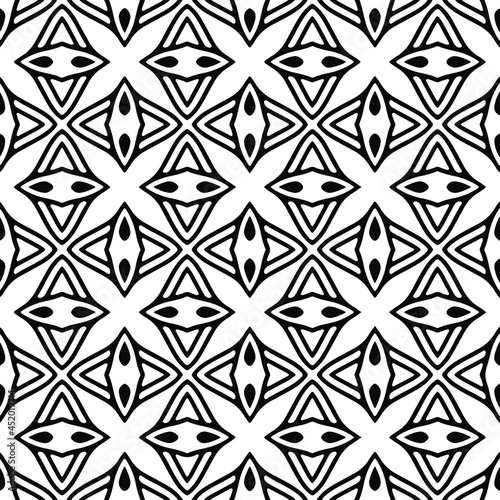 floral seamless pattern background.Geometric ornament for wallpapers and backgrounds. Black and white pattern.