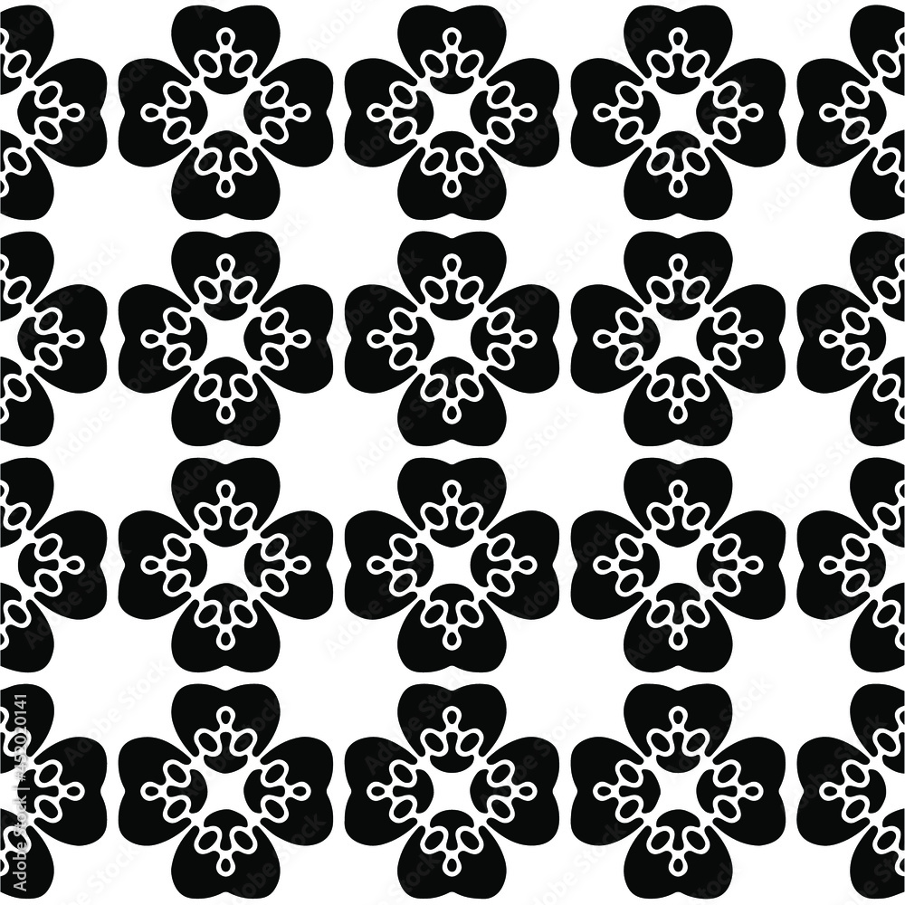 Seamless vector pattern in geometric ornamental style. Black  ornament.