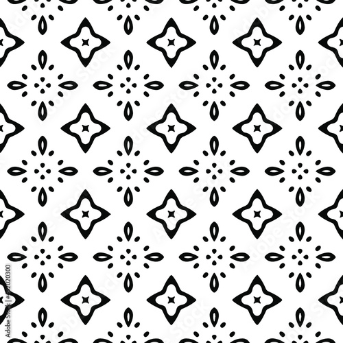 floral seamless pattern background.Geometric ornament for wallpapers and backgrounds. Black and white pattern.