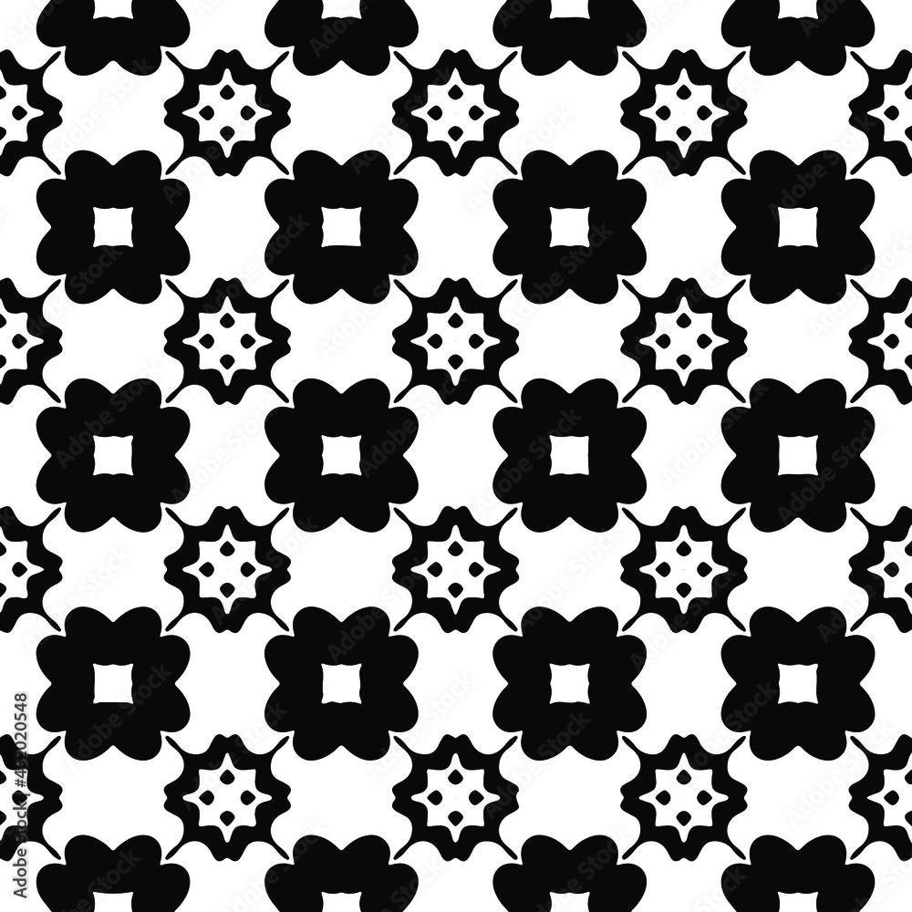 floral seamless pattern background.Geometric ornament for wallpapers and backgrounds. Black and white pattern.