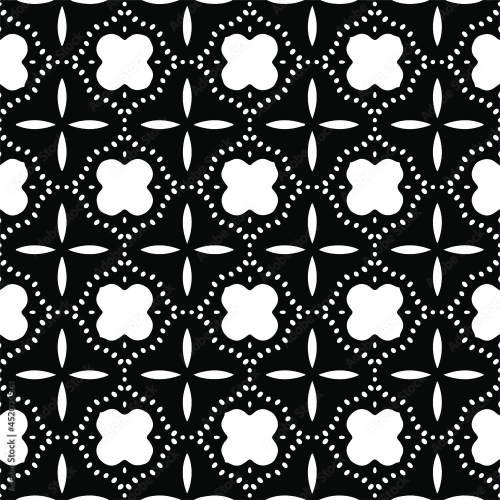 floral seamless pattern background.Geometric ornament for wallpapers and backgrounds. Black and white pattern.