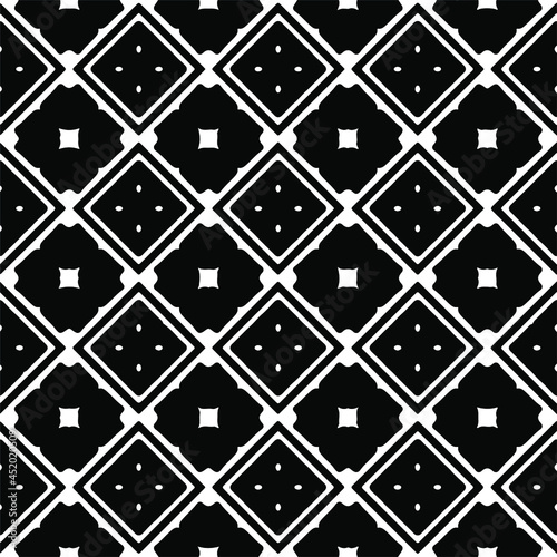  floral seamless pattern background.Geometric ornament for wallpapers and backgrounds. Black and white pattern.