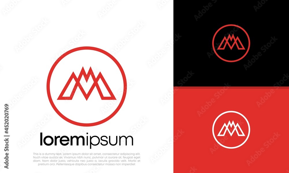 Initials M logo design. Innovative high tech logo template. 