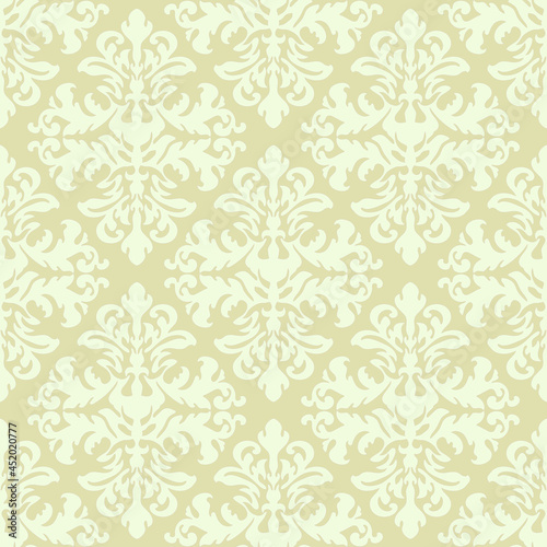 Baroque wallpaper. Seamless vector background ornate art deco decorative leaves. Damascus