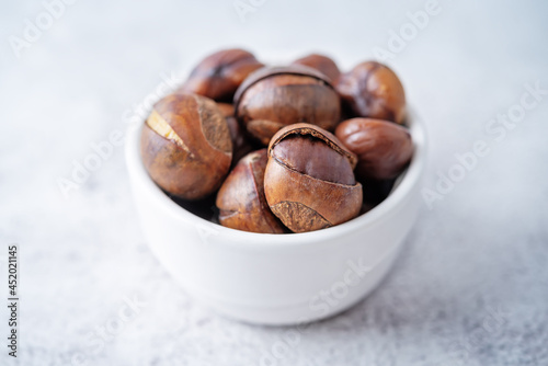 Dried Chestnuts on a background