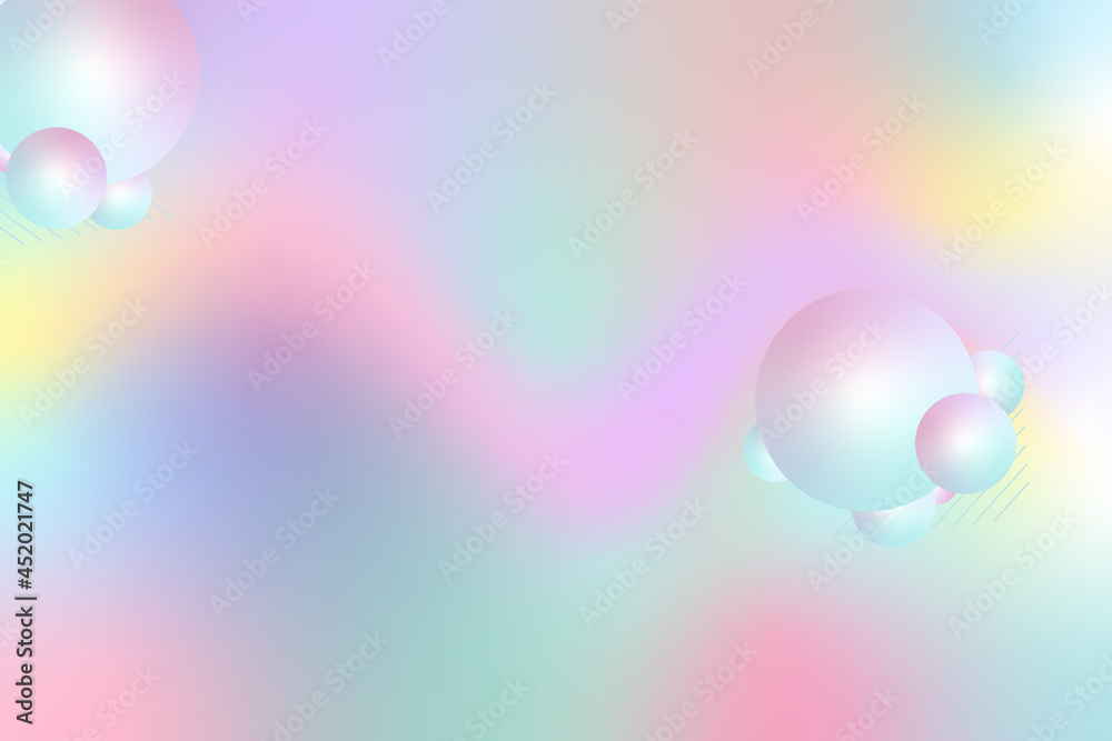Abstract Colorful Pastel Holographic 3D Ball on Blur Holographic Wave Vector Background Abstract Colorful Pastel Holographic 3D Ball on Blur Holographic Wave Vector Background