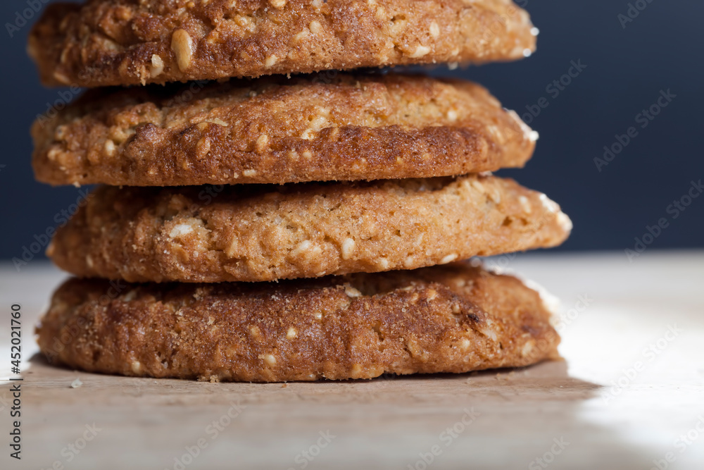 round traditional oatmeal cookies folded together round traditional oatmeal cookies folded together