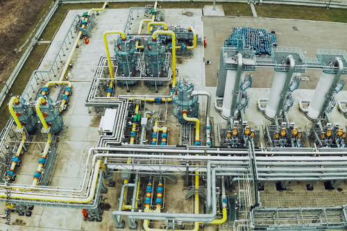 Gas compressor station. Natural gas plant. photo