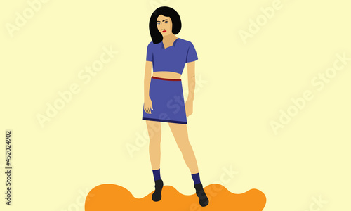 Smart Girl Stand Flat Vector