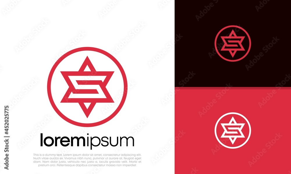 Initials S star logo design. Innovative high tech logo template.
