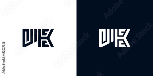 Minimal creative initial letters VK logo