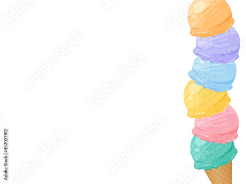 積み重なったアイスクリームのフレーム_イラスト