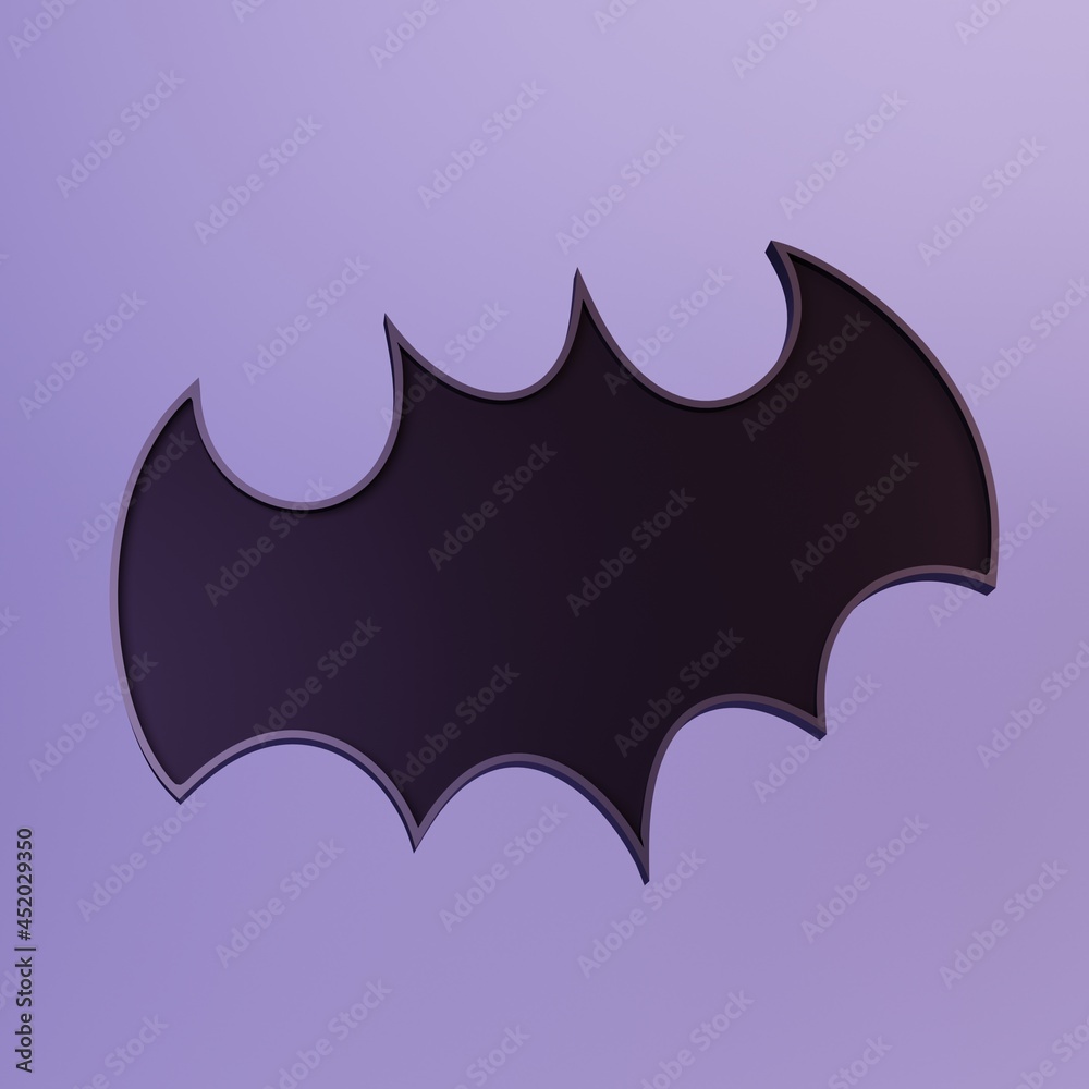 Black bat icon or silhouette, 3d render Black bat icon or silhouette, 3d render