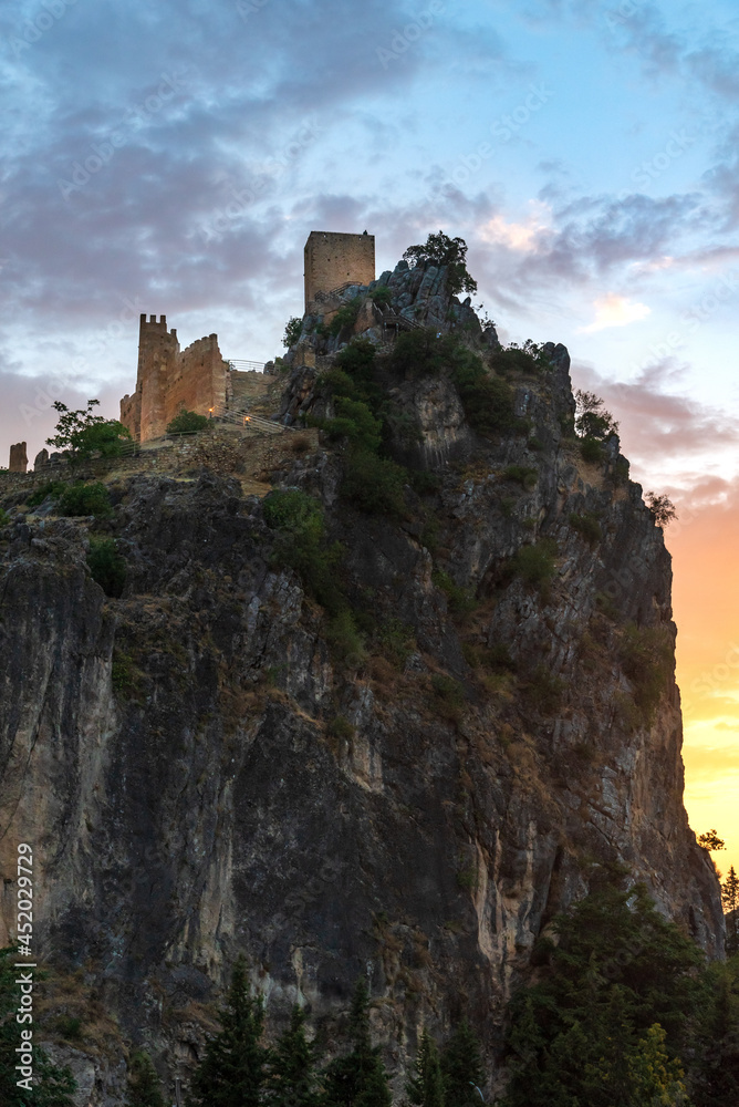 La Iruela Castle at sunset.