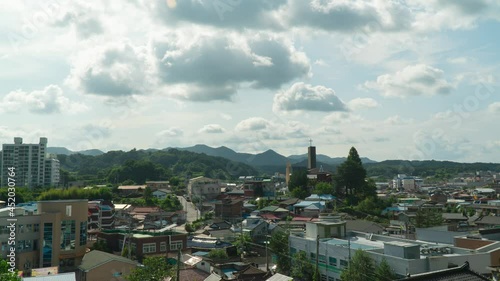 Sunny Day Over Geumsan County In South Korea With Clouds In The Sky Soaring. timelapse photo
