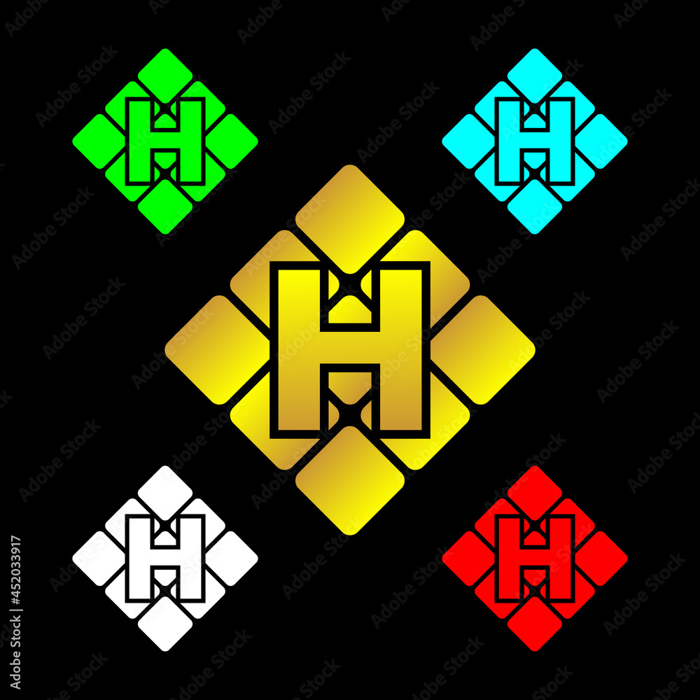 vector letter h design element, with diamond or diamond shaped box illustration vector letter h design element, with diamond or diamond shaped box illustration