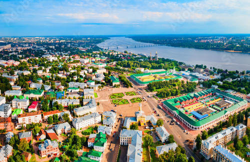 Kostroma city, Volga river aerial view