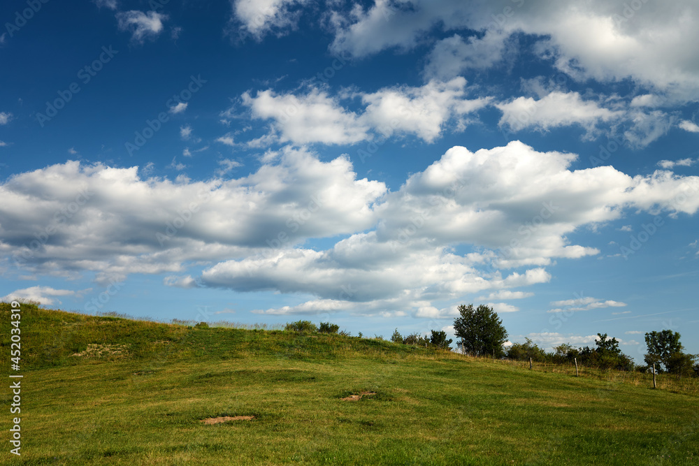 field and blue sky on banjska planota slovenia