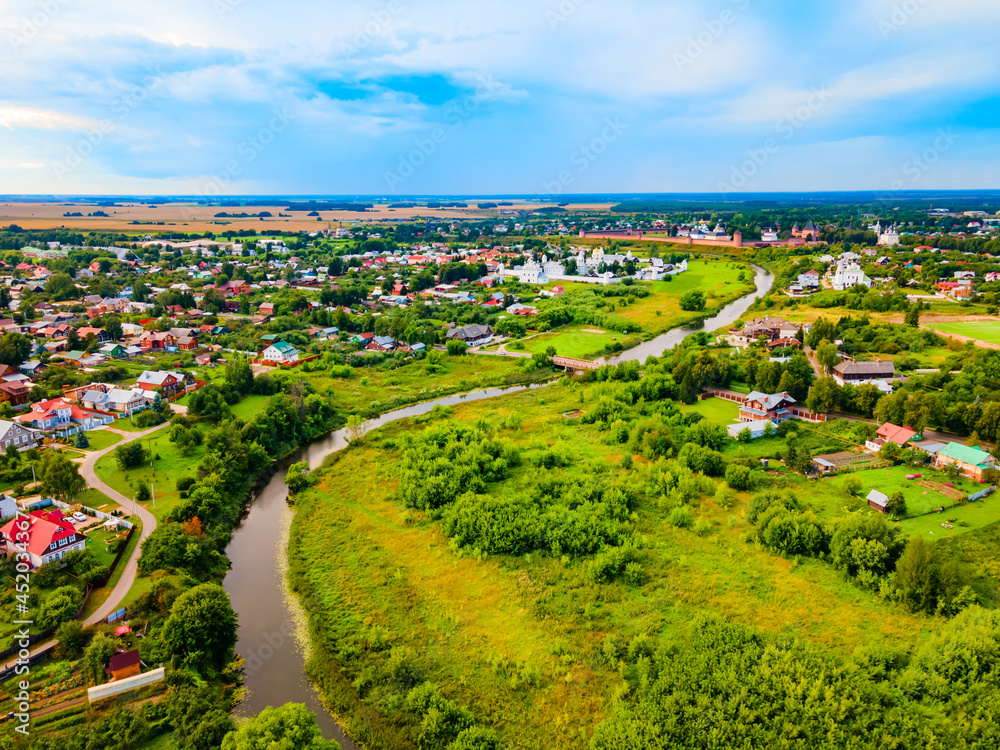 Suzdal city aerial panoramic view, Russia