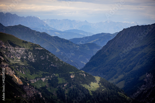 Wonderful panoramic view over the mountains in the Austrian Alps - travel photography