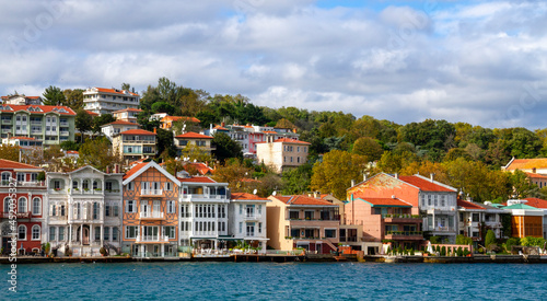 View over the houses along the Bosphorus in Istanbul, Turkey