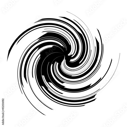 Curvy spiral, swirl and twirl element. Converging rotating radial volute, helix, vortex lines icon
