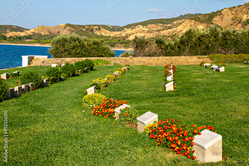 Beach Cemetery at the Anzac Cove, Gallipoli, Canakkale, Turkey, which contains the remains of allied troops who died during the Battle of Gallipoli. photo