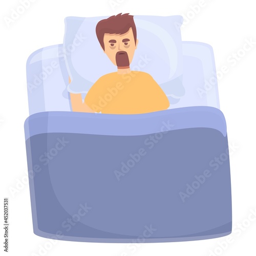 Father insomnia icon cartoon vector. Bed tired. Adult child