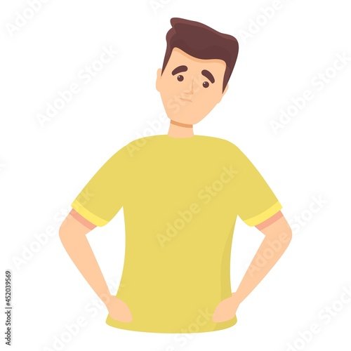 Hesitant boy icon cartoon vector. Vuca uncertainty. Confused strategy