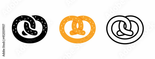 Pretzel icon. Bavarian german bretzel isolated on white background. Oktoberfest symbol. Vector illustration.