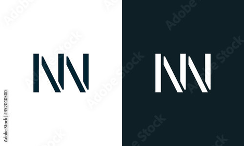 Creative minimal abstract letter NN logo.