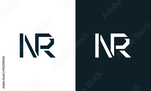 Creative minimal abstract letter NR logo.