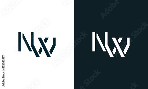 Creative minimal abstract letter NW logo.